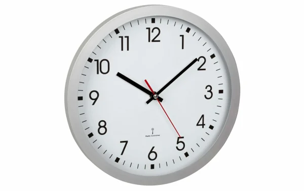 en ligne TFA Dostmann Horloge Murale Radio Analogique, Ø 30 Cm, Argent – Horloge Murale 1